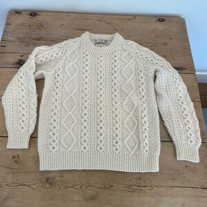 Athena Ivory Cable Knit Crewneck Sweater Large